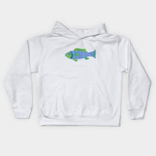 blue fish painting Kids Hoodie